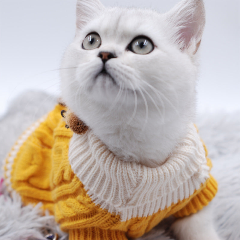 Classic Knitted Pet Sweater Overall Sweet Color Dog Clothes for Small Dogs Winter New Year's Dog Jacket Warm Luxury Cat Clothing