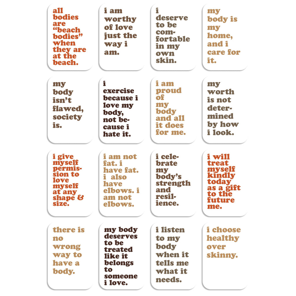 Body Positive Affirmation Cards, Deck of 16