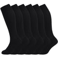 6 PAIR PACK: 8-15mmHg Cotton Compression Socks 6 Pairs Knee High for Sports Travel Nurse