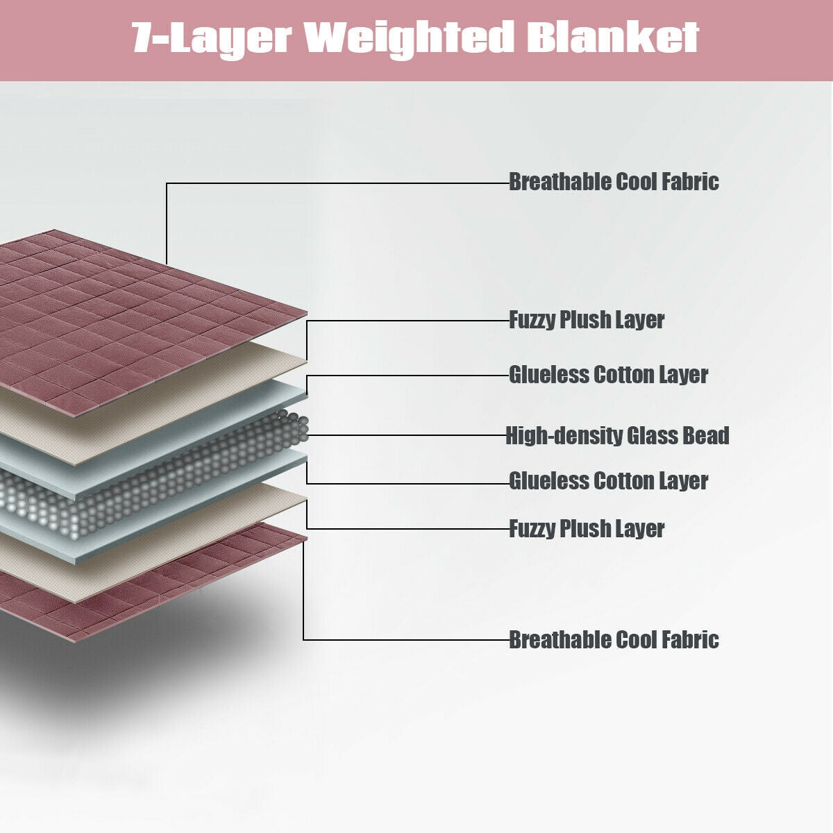 60 x80 Inch 15lbs Premium Cooling Heavy Weighted Blanket-Pink