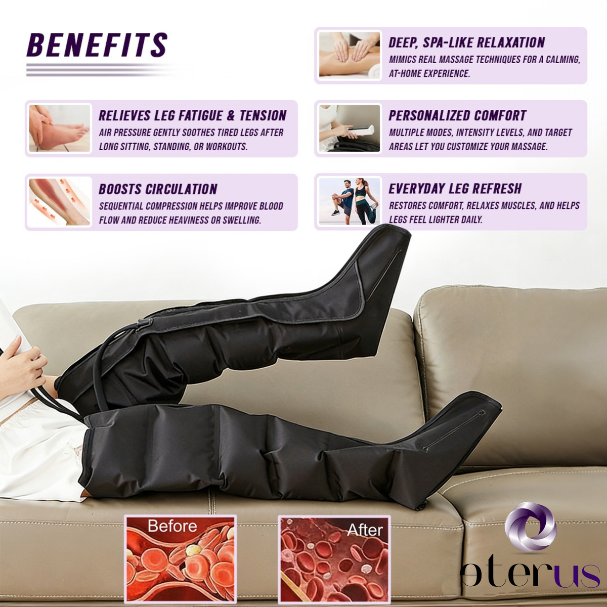 360° Air Compression Leg Massager for Foot & Calf