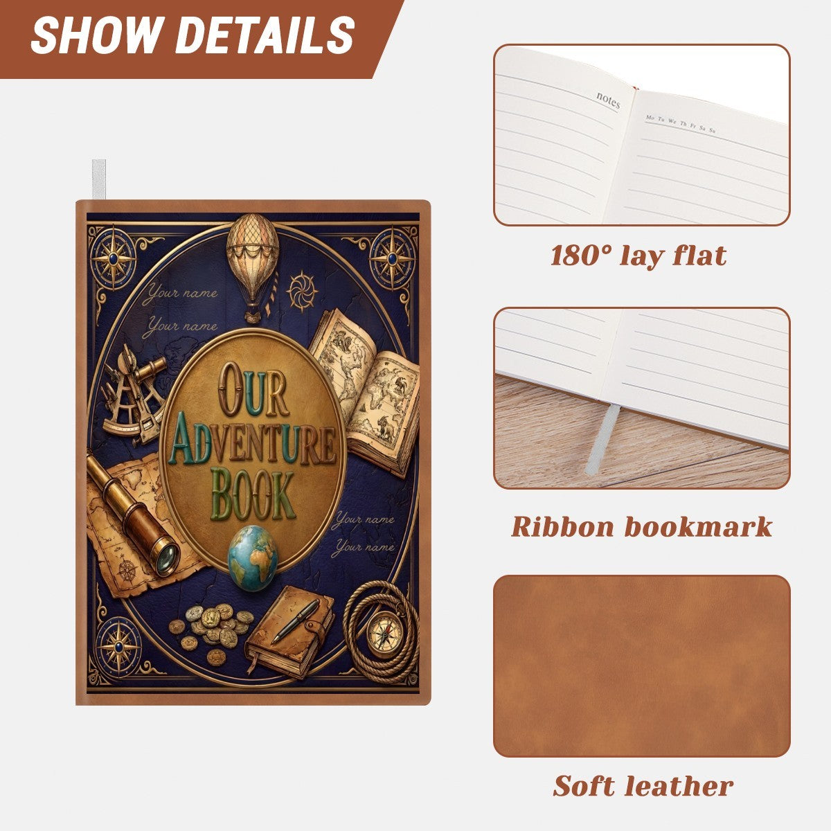 Personalized Our Adventure Book | Navy Notebook - Add all your Family Member Names - Journal