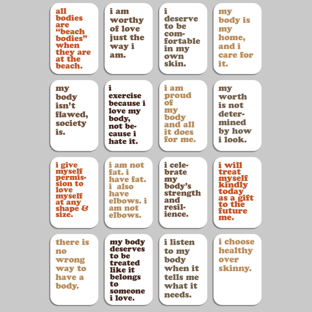 Body Positive Affirmation Cards, Deck of 16