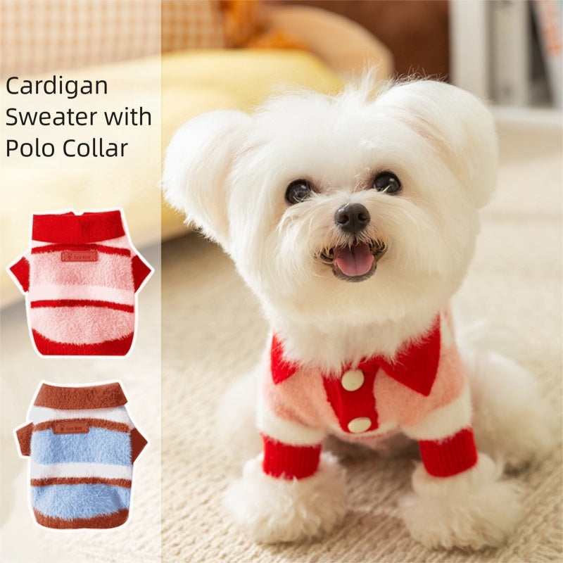 Little Dog Clothes For Autumn And Winter, Small Dog For Winter Warmth, Teddy Bichon Frise POLO Collar Pet Winter Two-legged Sweater