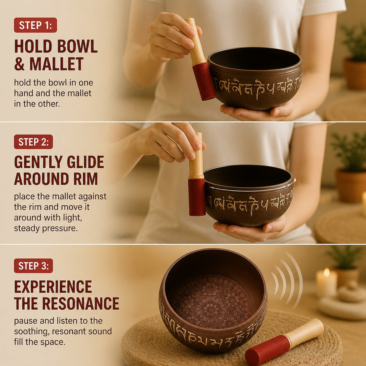 Store Indya handcrafted Tibetan Singing Bowl, 7" Chakra Healing Meditation