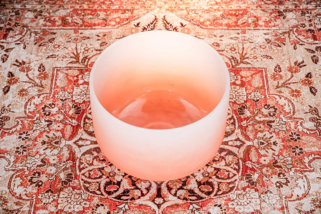 13" Color-Frosted Crystal Singing Bowl, Orange, Note D4, Sacral Chakra