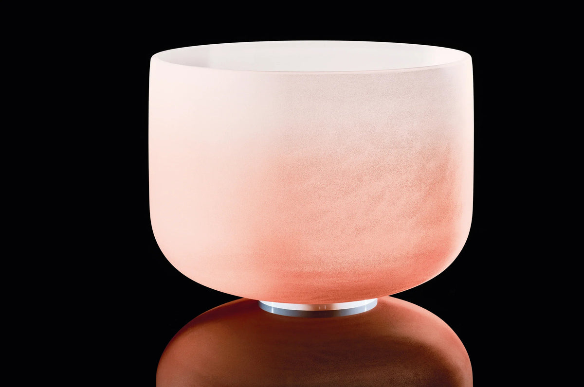 13" Color-Frosted Crystal Singing Bowl, Orange, Note D4, Sacral Chakra