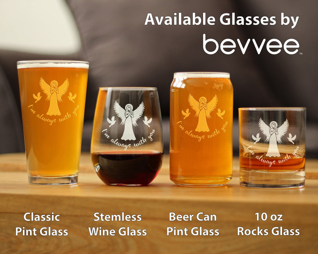 Always With You - Angel - Whiskey Rocks Glass Gift - Sympathy Memorial Gifts for Bereavement Loss - 10.25 oz Glasses