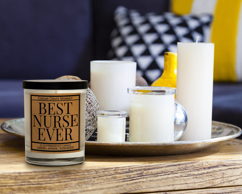 Nurse Candles - Best Nurse Ever, Jasmine Blossom Kraft Jar