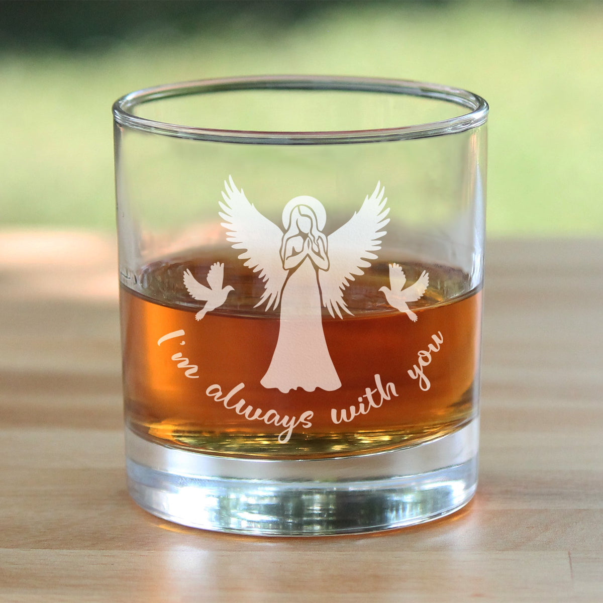 Always With You - Angel - Whiskey Rocks Glass Gift - Sympathy Memorial Gifts for Bereavement Loss - 10.25 oz Glasses