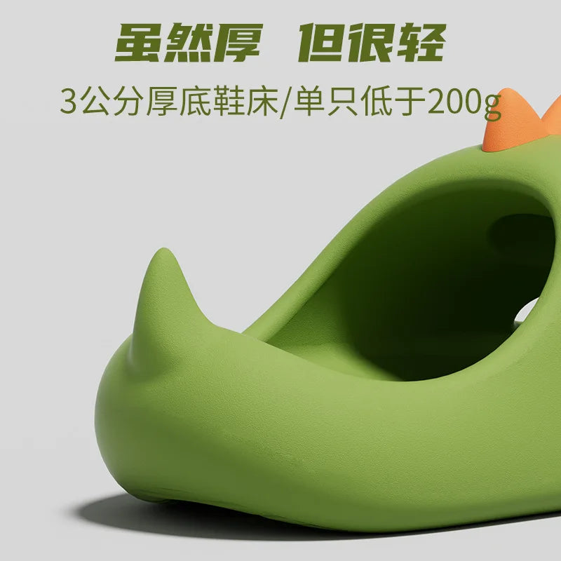 Women Dinosaur Slippers Summer Outdoor Indoor Shoes Soft Sole Non Slip Funny Slides Parent Children Home Floor Footwear