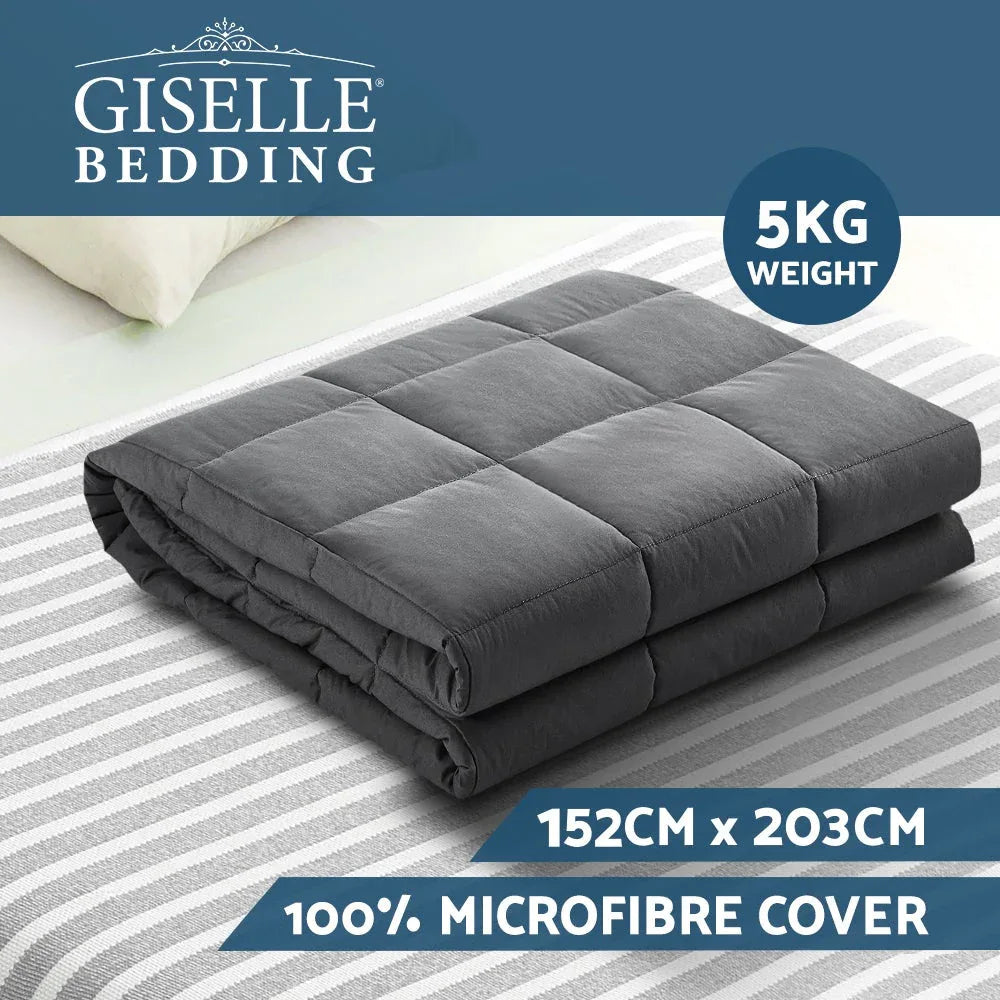 Weighted Blanket Adult 5KG Heavy Gravity Blankets Microfibre Cover
