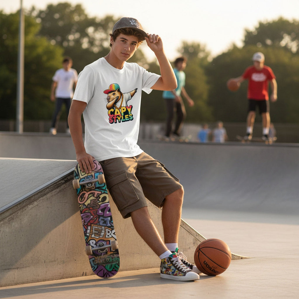 Capybara Graphic T-Shirt 100% Cotton Urban Streetwear Capy Style