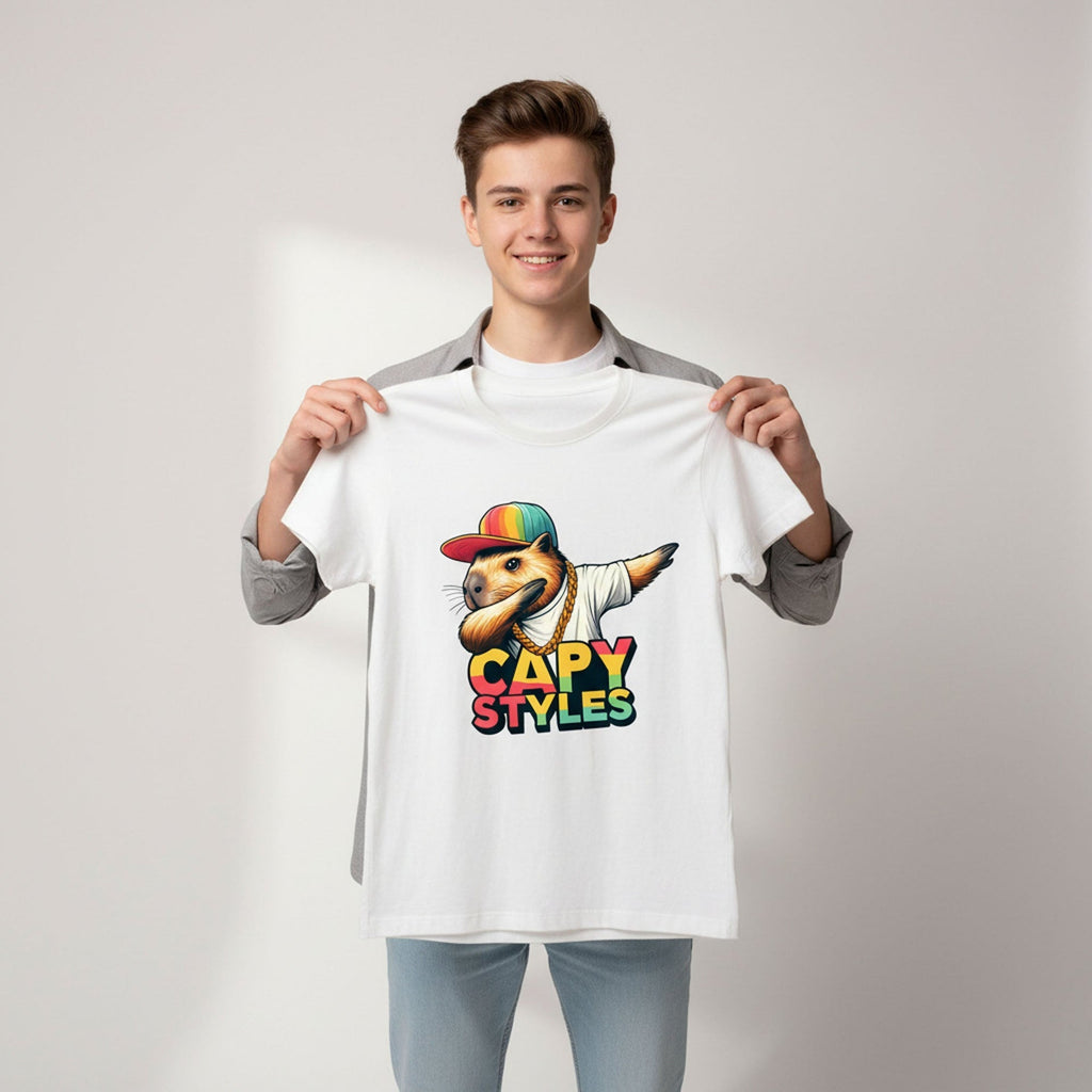 Capybara Graphic T-Shirt 100% Cotton Urban Streetwear Capy Style