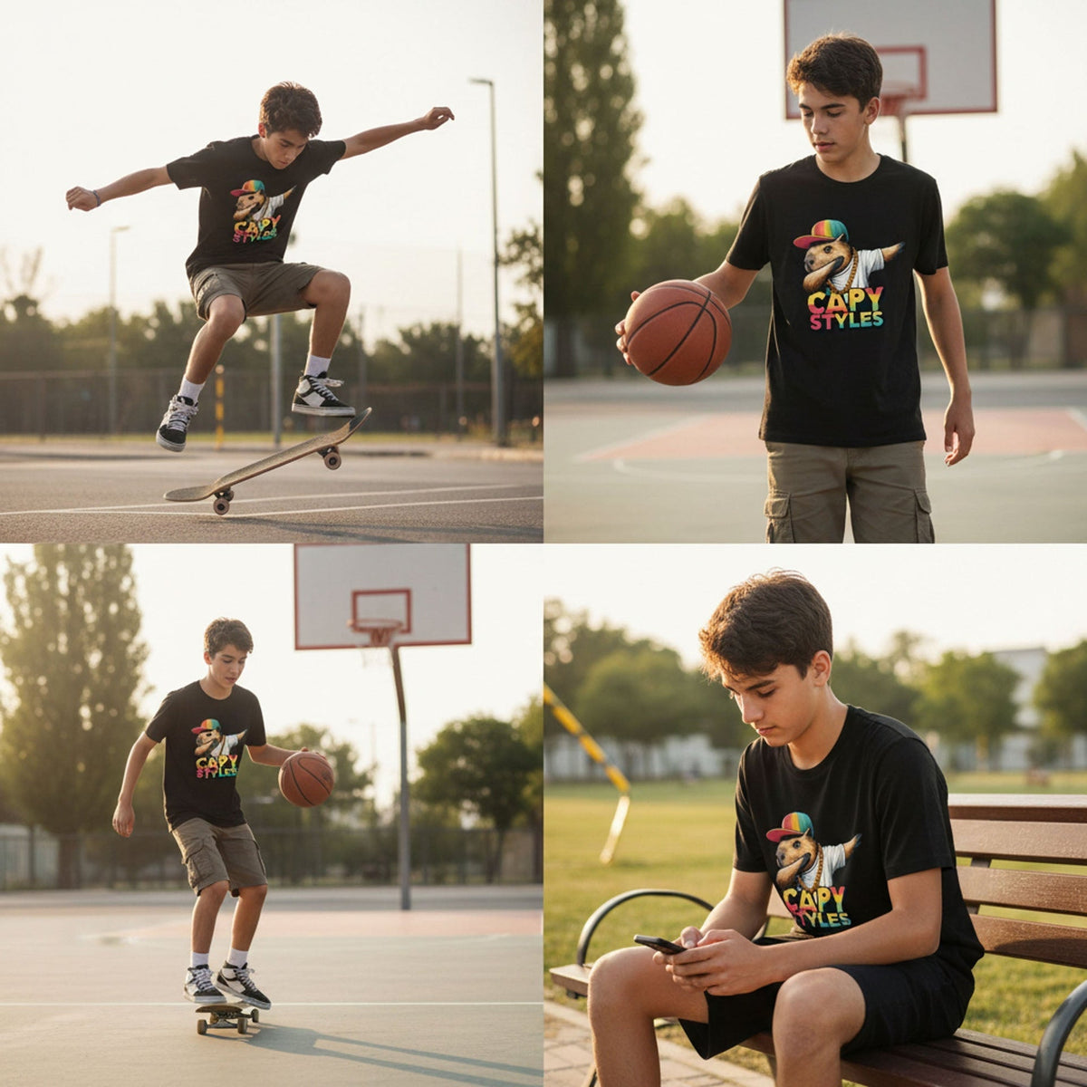 Capybara Graphic T-Shirt 100% Cotton Urban Streetwear Capy Style
