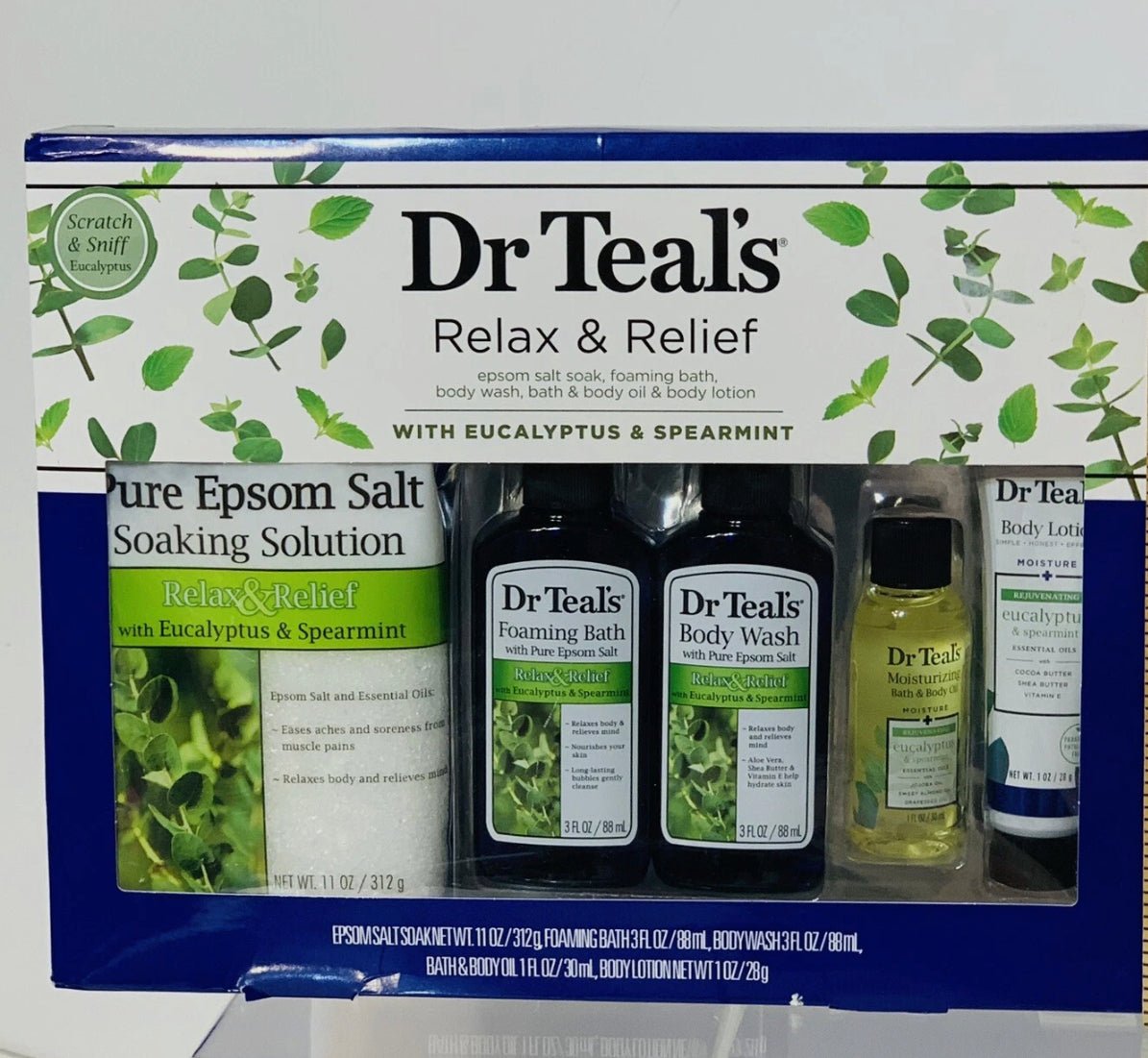 Dr Teal's Relax & Relief 5-Piece Bath & Body Gift Set, Eucalyptus & Spearmint