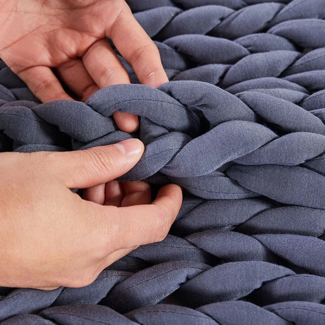 DreamZ Knitted Weighted Blanket Chunky Bulky Knit Throw Blanket 6.5KG