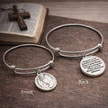 Serenity Prayer Bracelet Faith Jewelry Recovery Gift Silver Plated Charm Stainless Steel Expanding Bangle