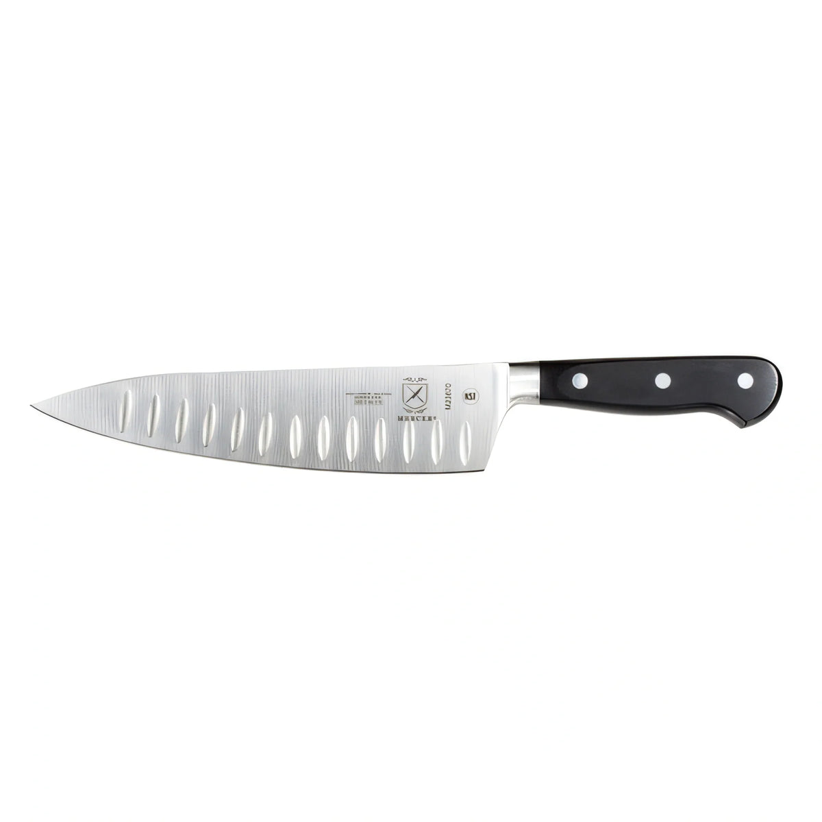 Mercer Culinary Renaissance M23670 8-Inch Forged High-Carbon German Steel Chef's Knife with Granton Edge and Black Delrin Handle Case of 6