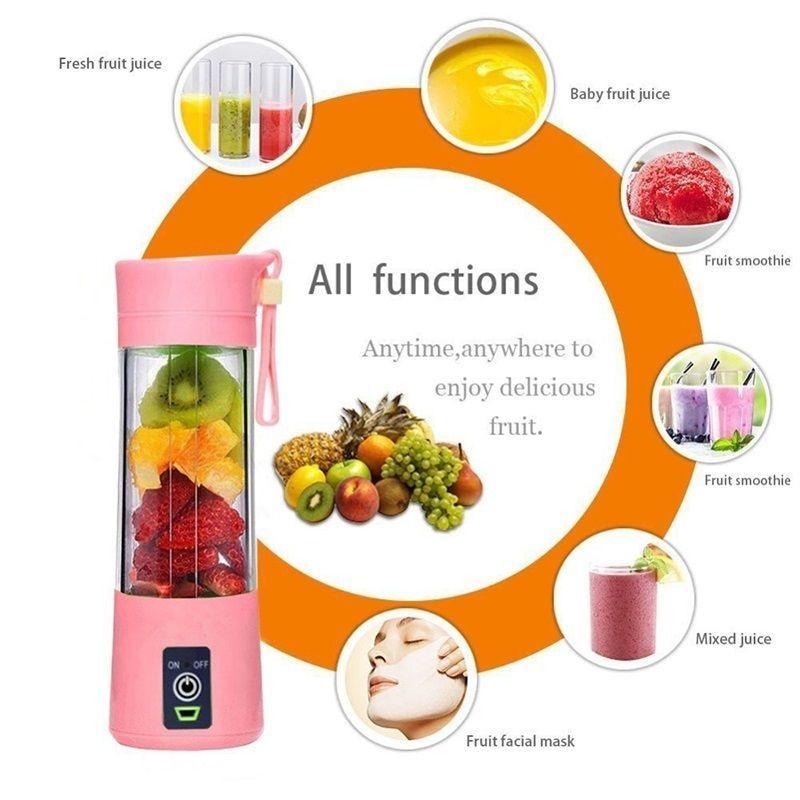 Portable Blender Mini Mixer Electric Juicer Machine Fresh Fruit Juice Blender Smoothie Maker Blender Cup Bottle A Travel Kitchen Portable USB Electric Fruit Juicer Squeezer Bottle Kitchen Tool for Orange Lemon
